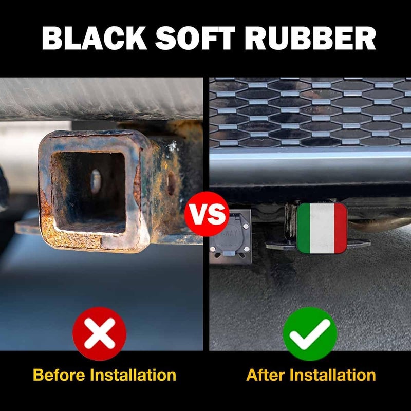 Beabes Italy Flag Hitch Covers 2 Inch National Italian Flag Trailer Hitch Cover Tube Plug Insert, Car Exterior Accessories, Receiver Tube Hitch Cover for Trucks RVs SUVs - Image 5